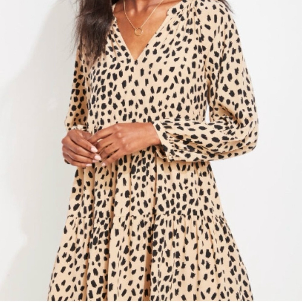 Vineyard Vines Beige Leopard Print V-Neck Mini Dress S - Picture 4 of 6